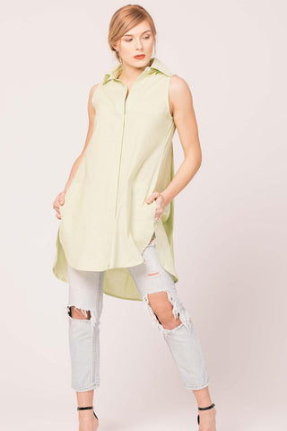 DEVON Sleeveless Tunic - Lime Mini Stripe