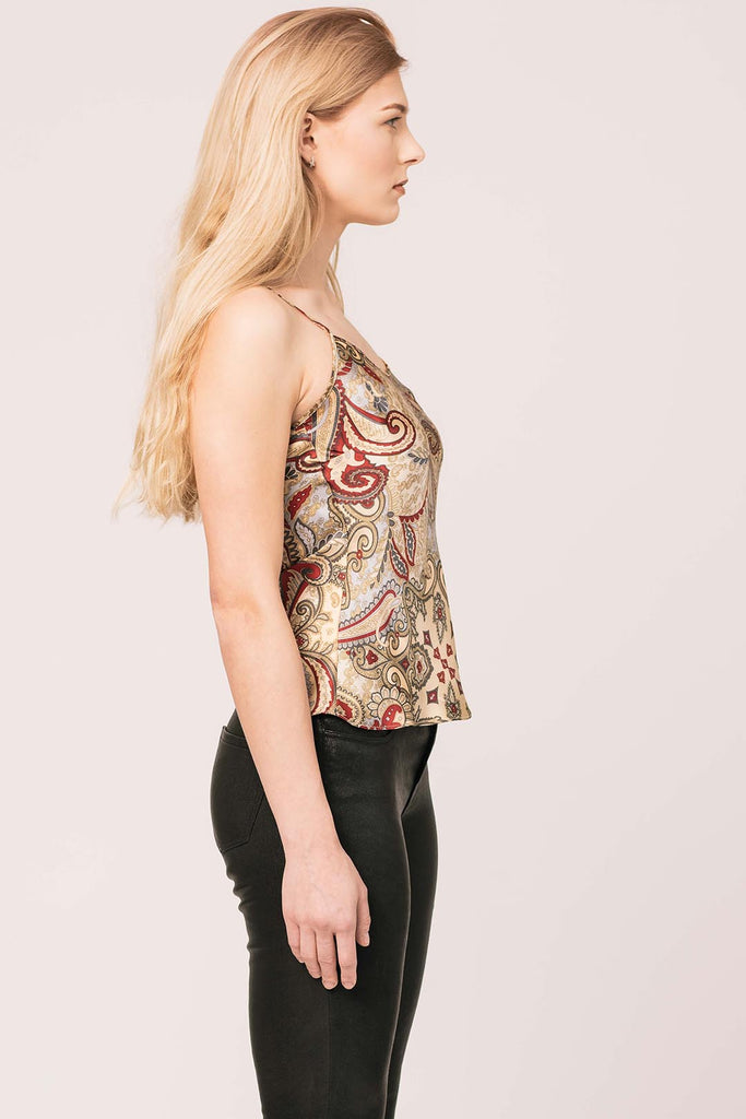 TAYLOR Silk Cami - Butter Yellow Paisley