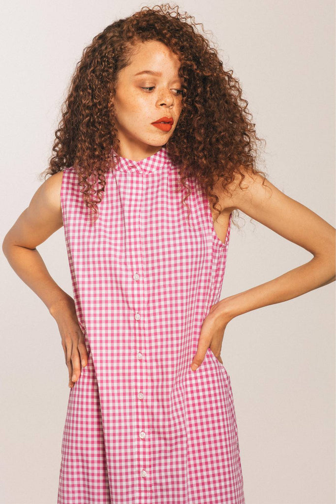 BLAKE Midi Dress - Pink Gingham