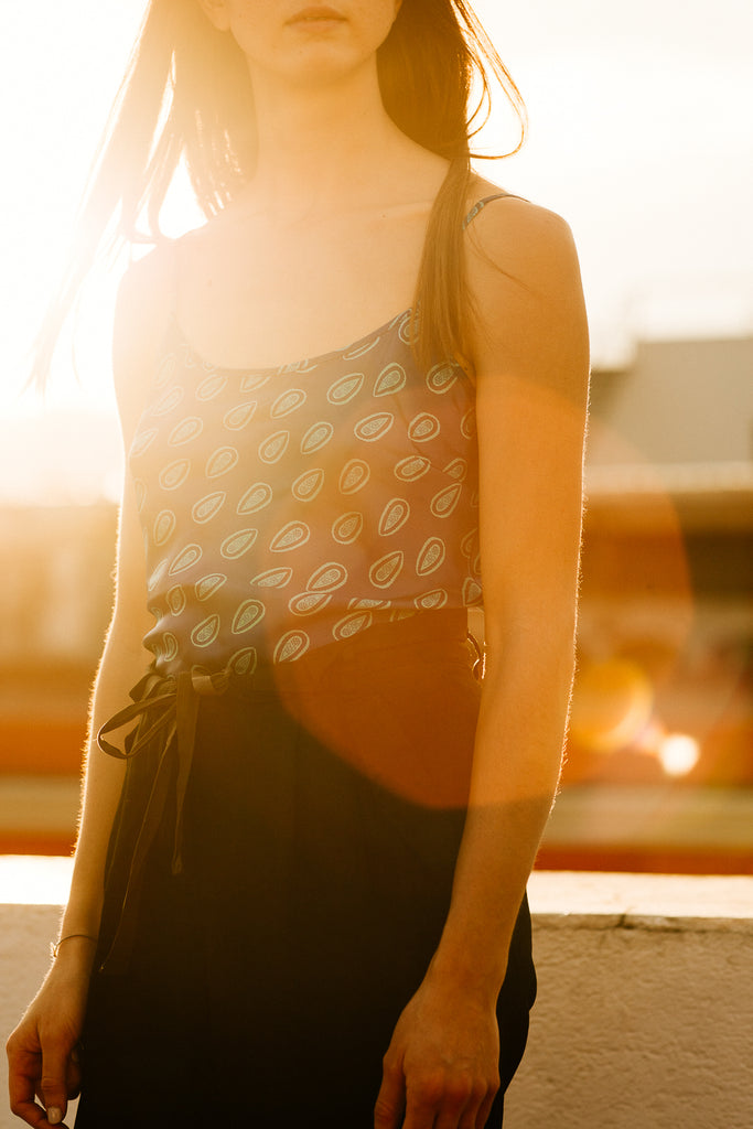 TAYLOR Silk Cami - Aqua Foulard