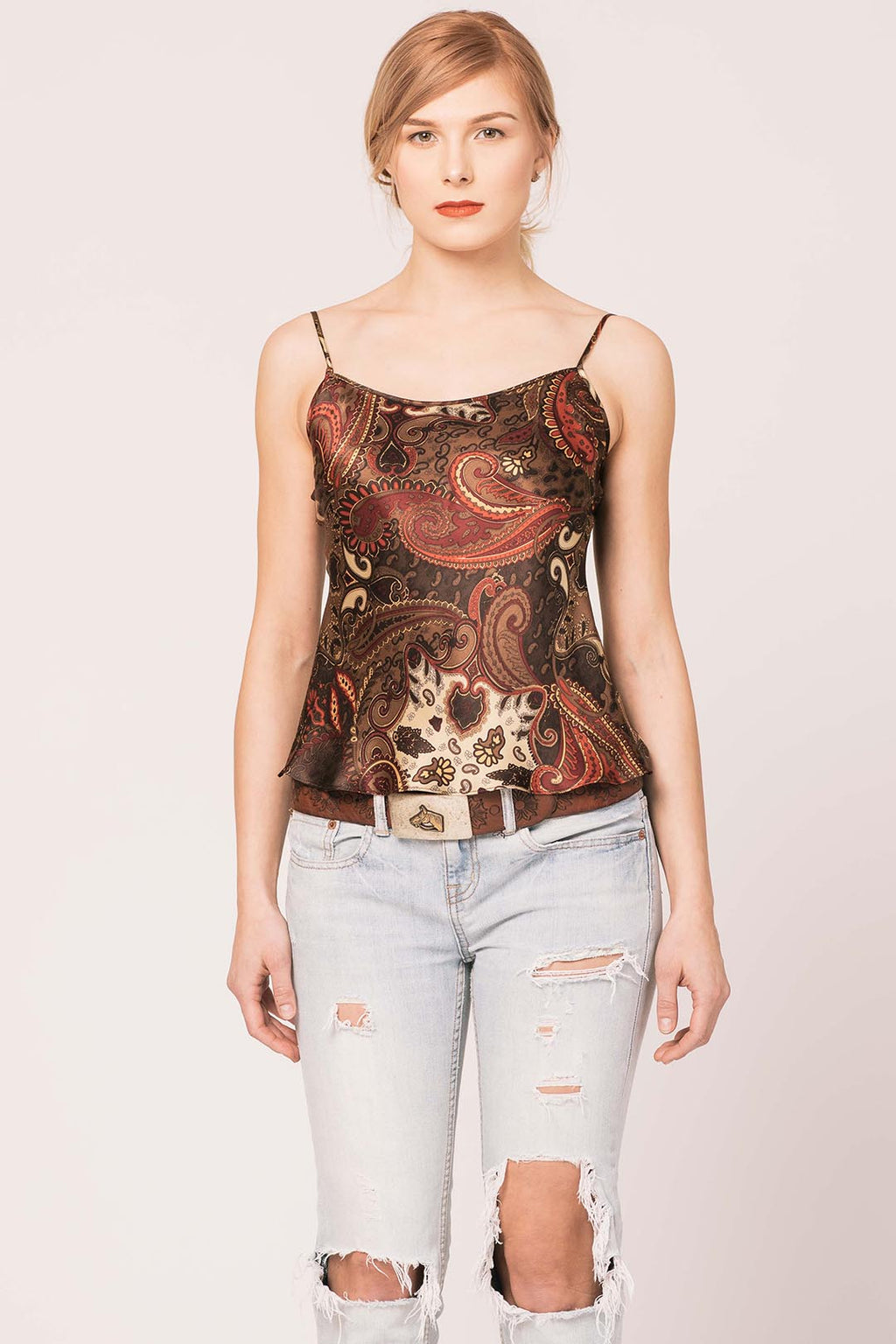 TAYLOR Silk Cami - Red and Sienna Paisley