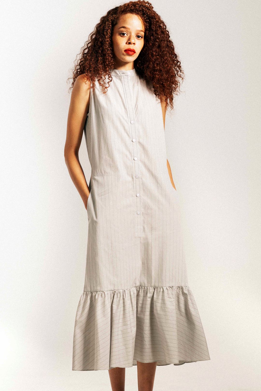 BLAKE Midi Dress - Ecru Stripe
