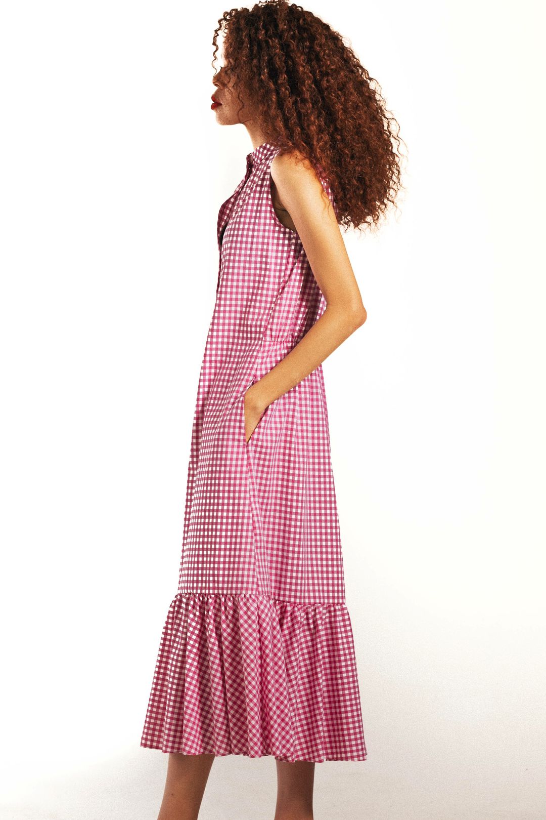BLAKE Midi Dress - Pink Gingham